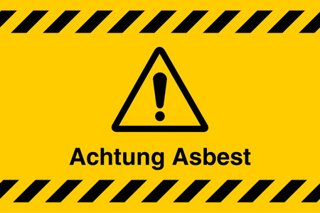 Grafik: Warnzeichen mit Text: "Achtung Asbest"